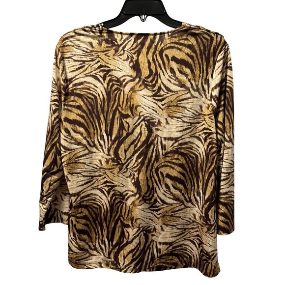 Jones New York Blouse Sz XL Cowl Neck Animal Print Top - Picture 9 of 12